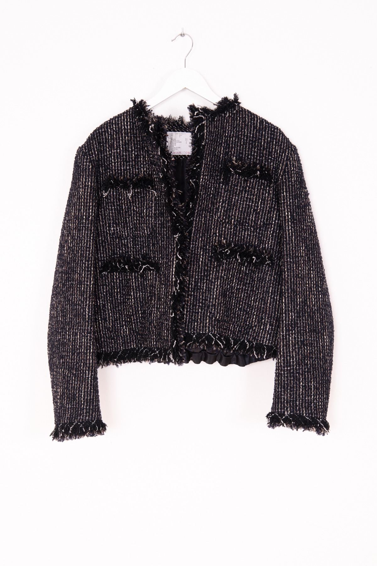 Sacai "Tweed Padded" Jacke in Schwarz und Ecru