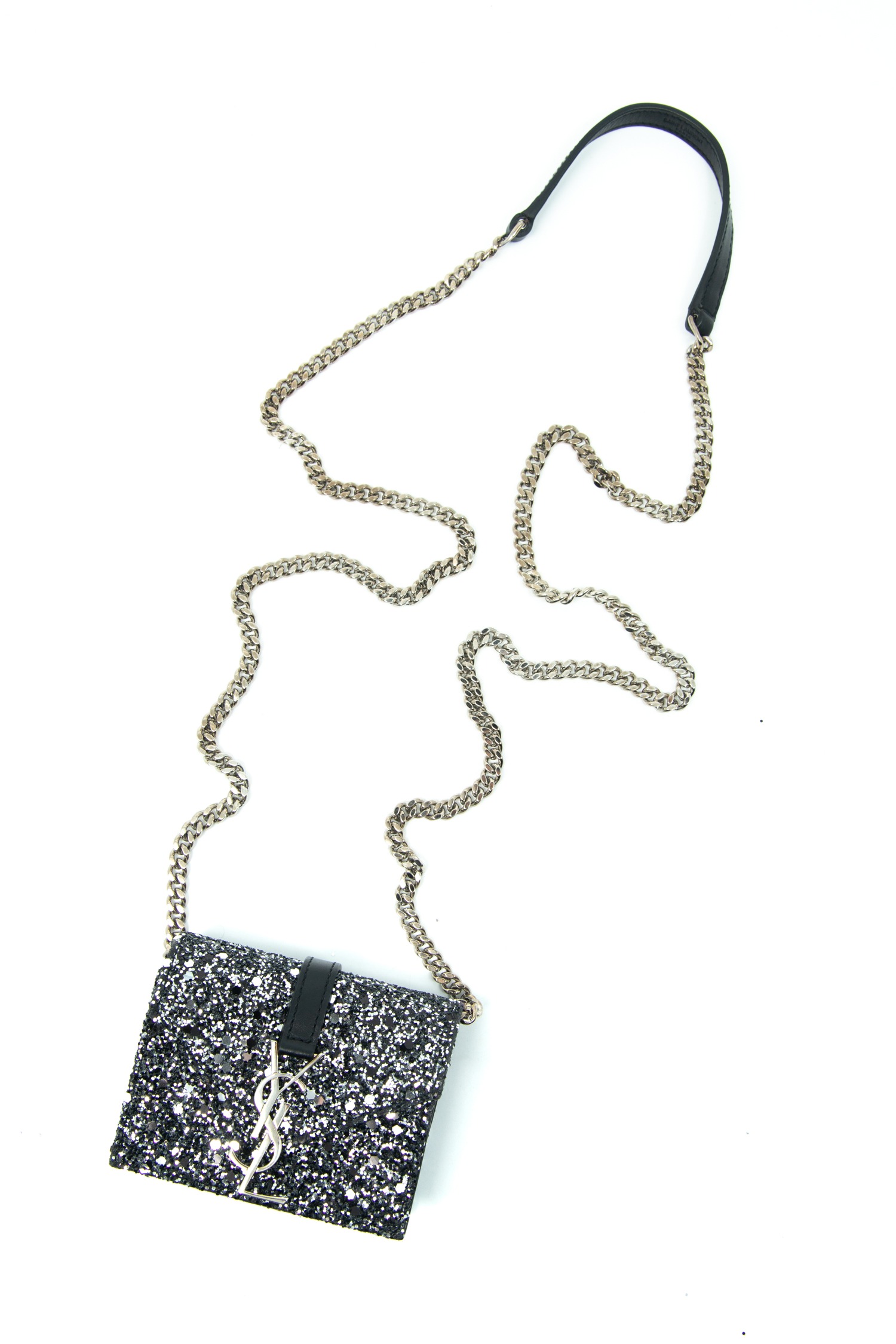 Saint Laurent "Mini Crossbody" Umhängetasche mit Glitzer