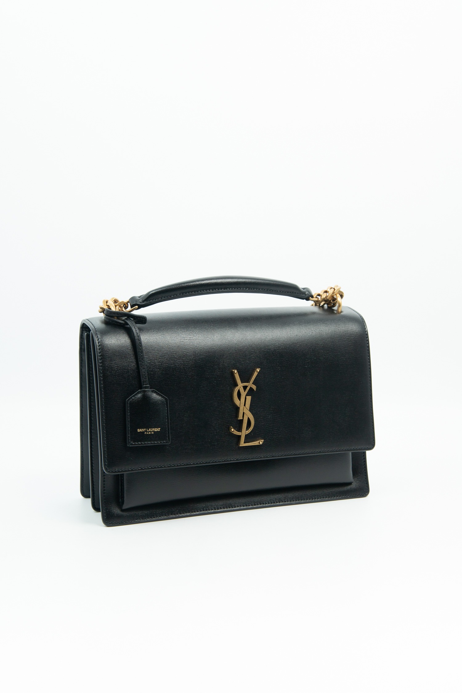 Saint Laurent "Sunset Large" Handtasche in Schwarz und Gold