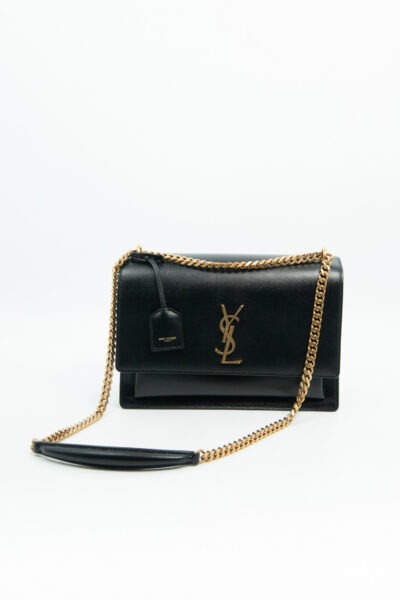 Saint Laurent "Sunset Large" Handtasche in Schwarz und Gold
