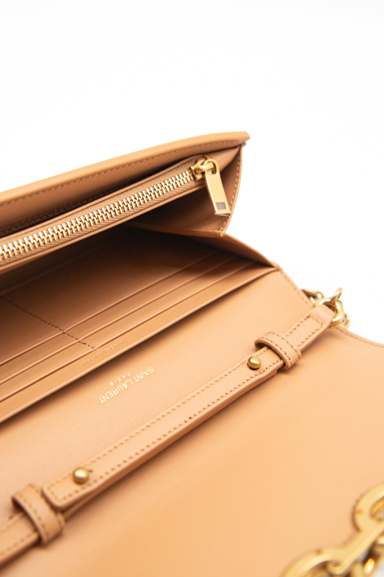 Saint Laurent "Le Maillon" Wallet-on-Chain in Hellbeige