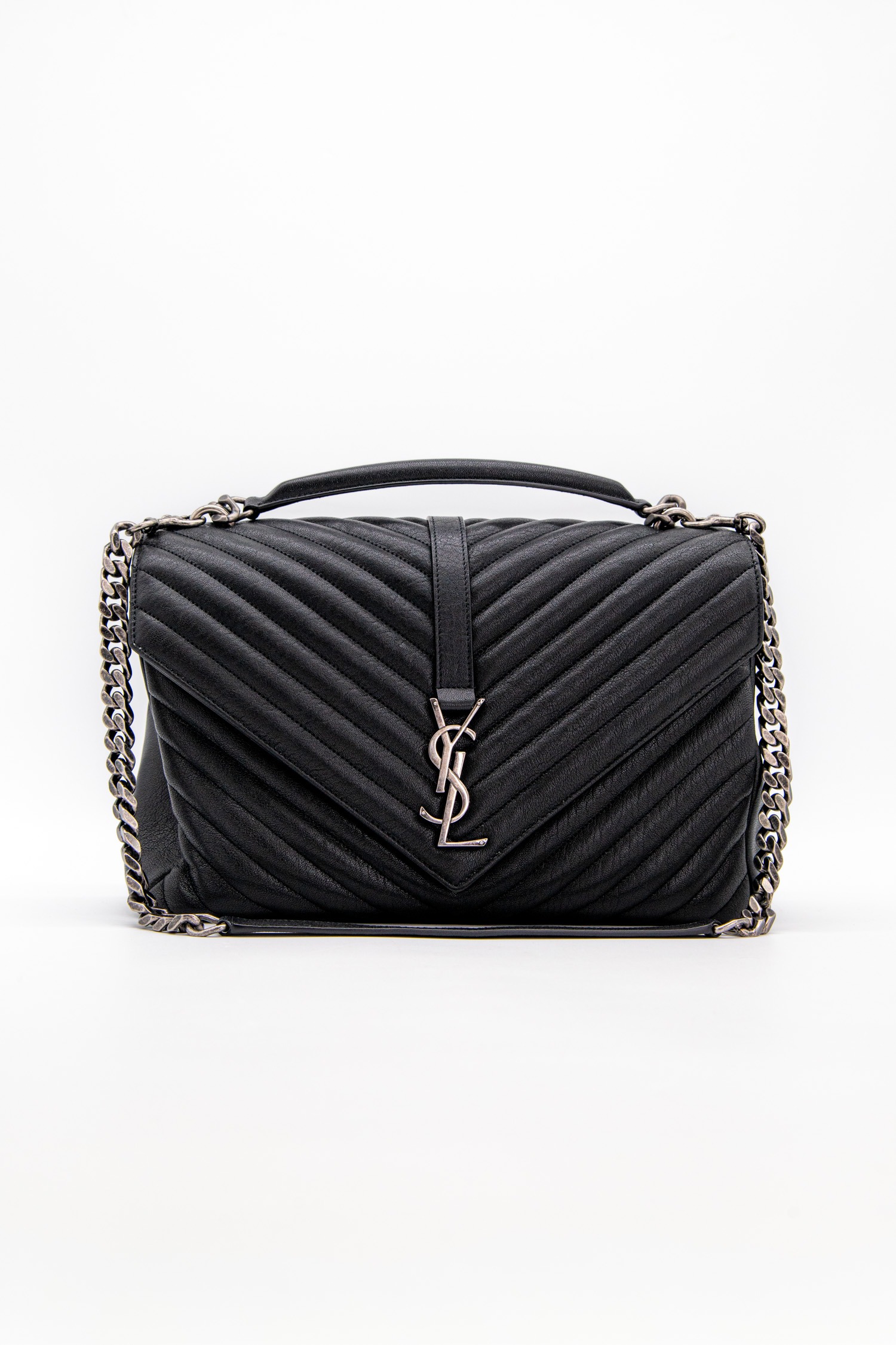 Saint Laurent "YSL College" Schultertasche in Schwarz