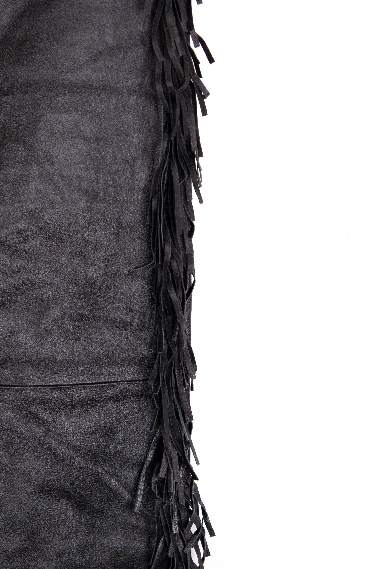 Saint Laurent Lederhose mit Fransen in Schwarz