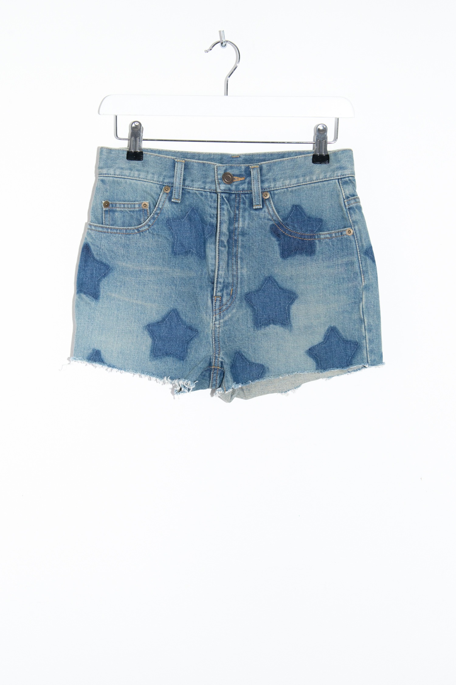 Saint Laurent Jeansshorts mit Sternen in Blau