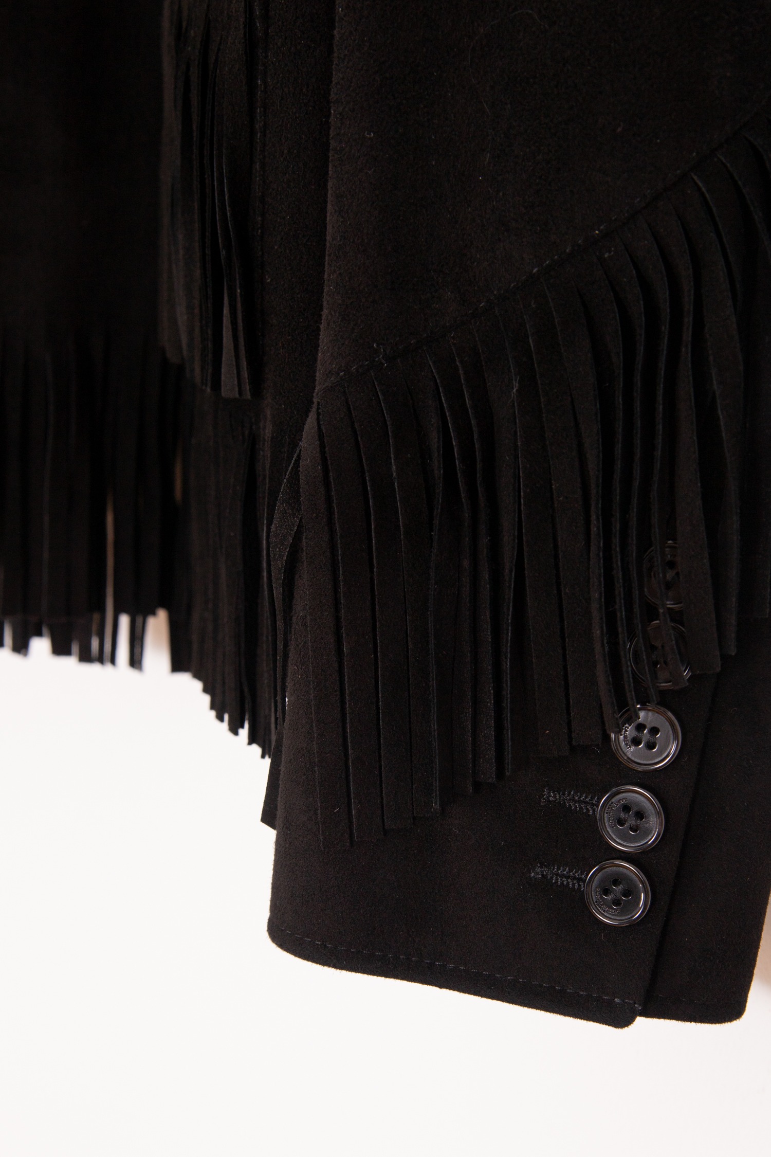Saint Laurent Jacke aus Wildleder mit Fransen in Schwarz