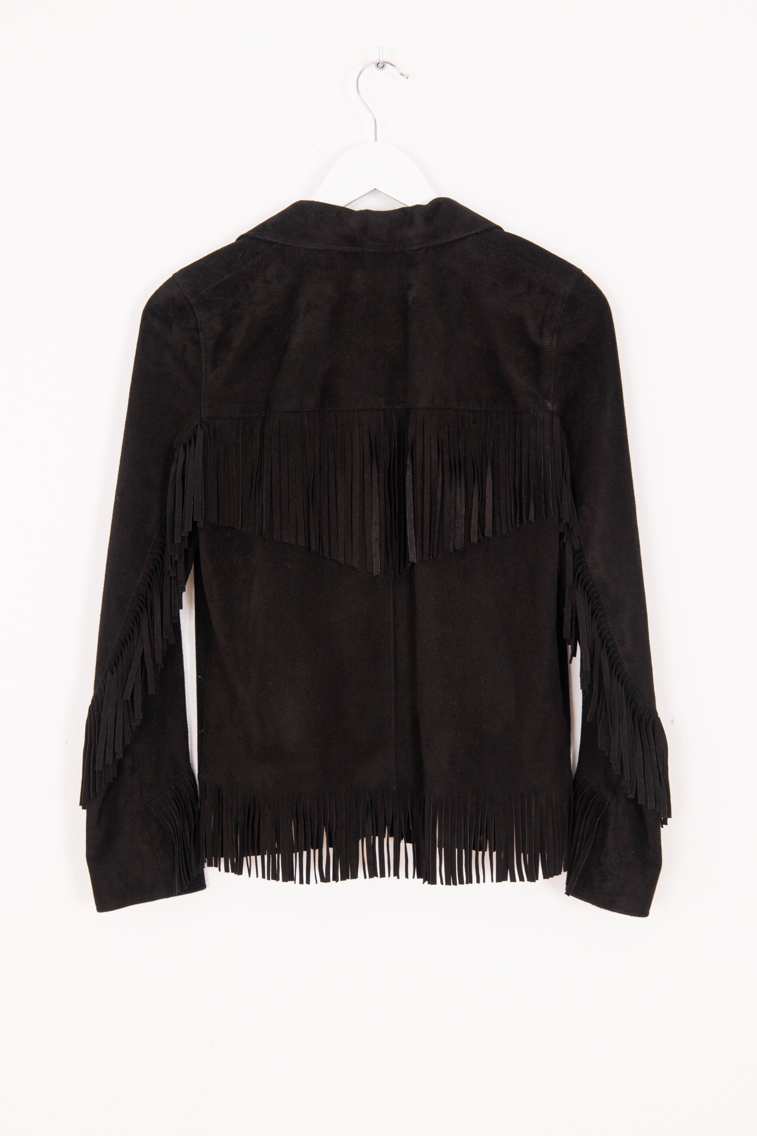 Saint Laurent Jacke aus Wildleder mit Fransen in Schwarz
