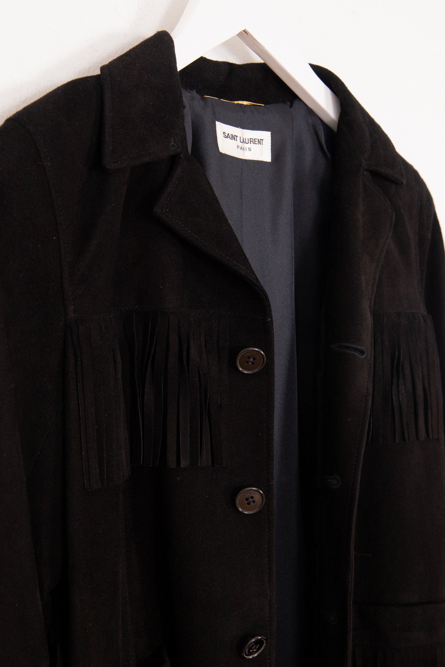 Saint Laurent Jacke aus Wildleder mit Fransen in Schwarz