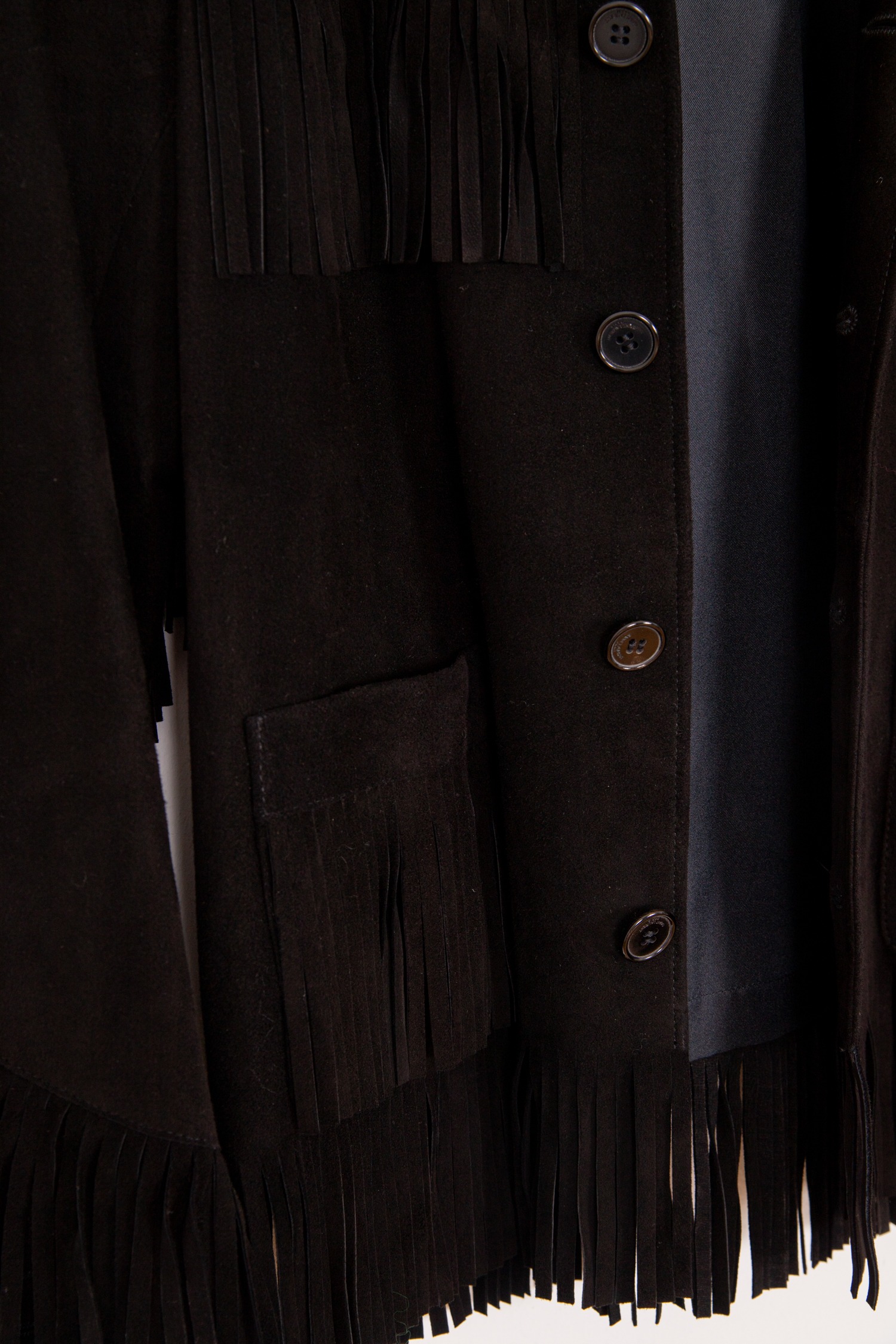 Saint Laurent Jacke aus Wildleder mit Fransen in Schwarz