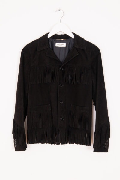 Saint Laurent Jacke aus Wildleder mit Fransen in Schwarz