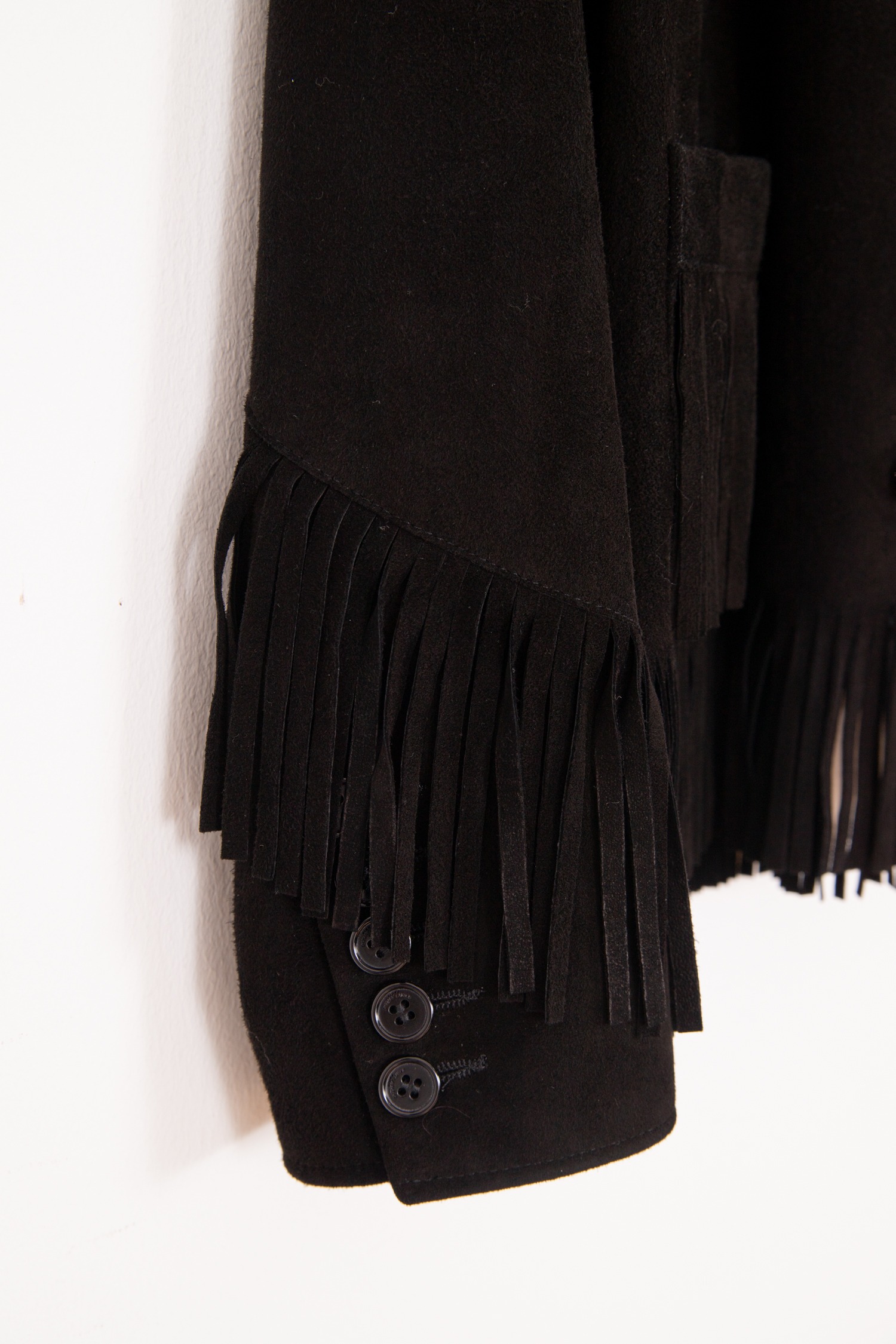 Saint Laurent Jacke aus Wildleder mit Fransen in Schwarz