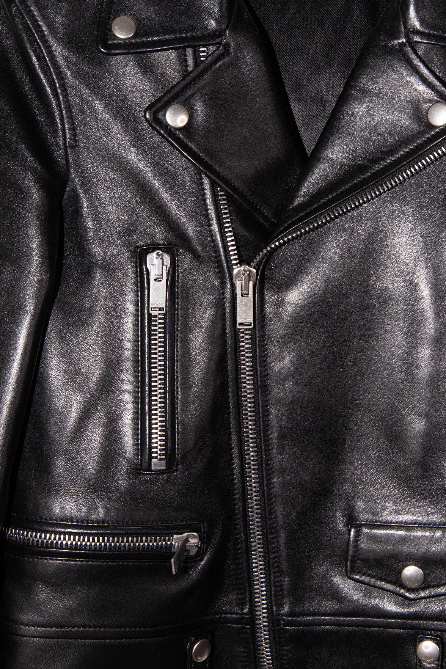 Saint Laurent Lederjacke im Biker-Stil in Schwarz