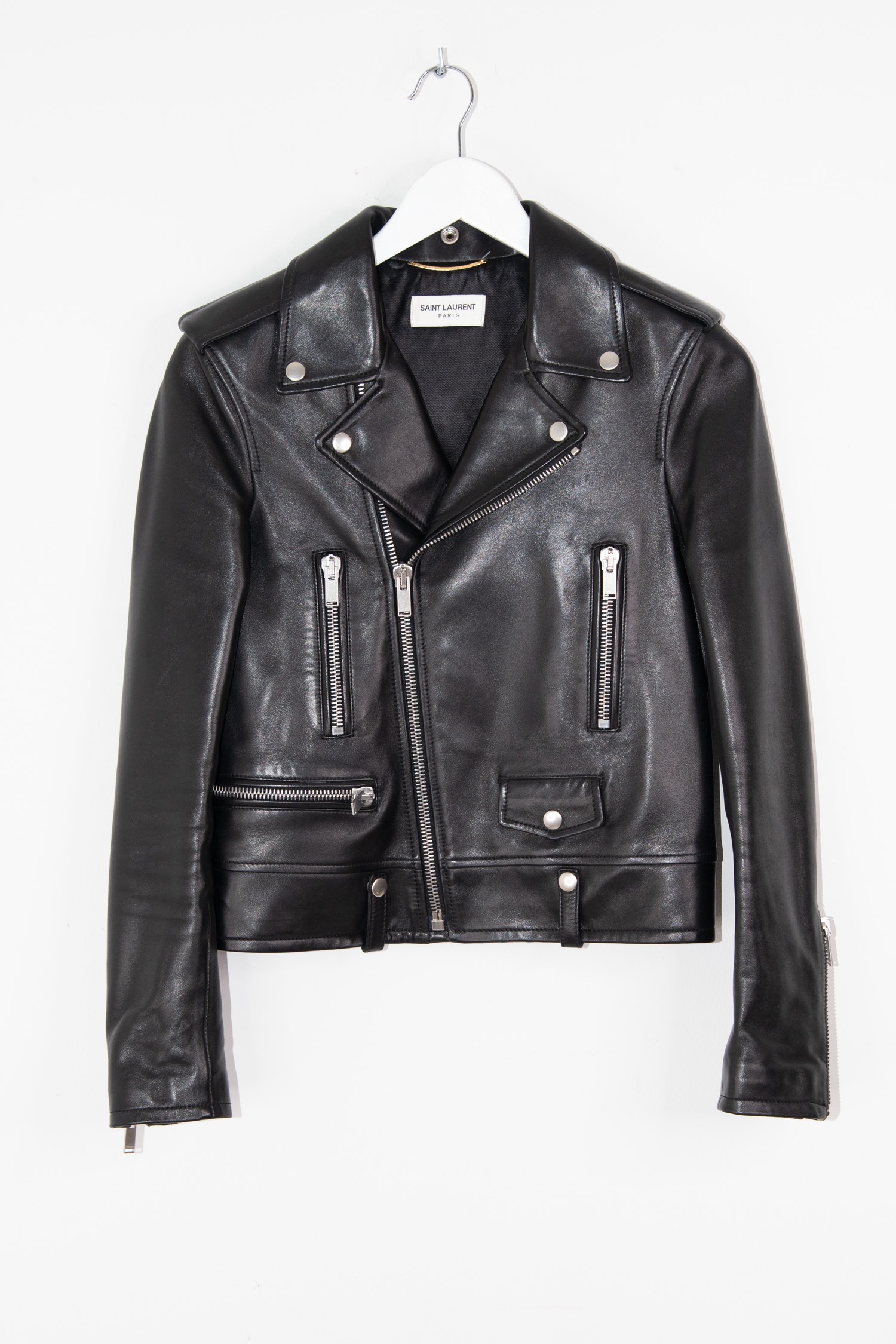Saint Laurent Lederjacke im Biker-Stil in Schwarz