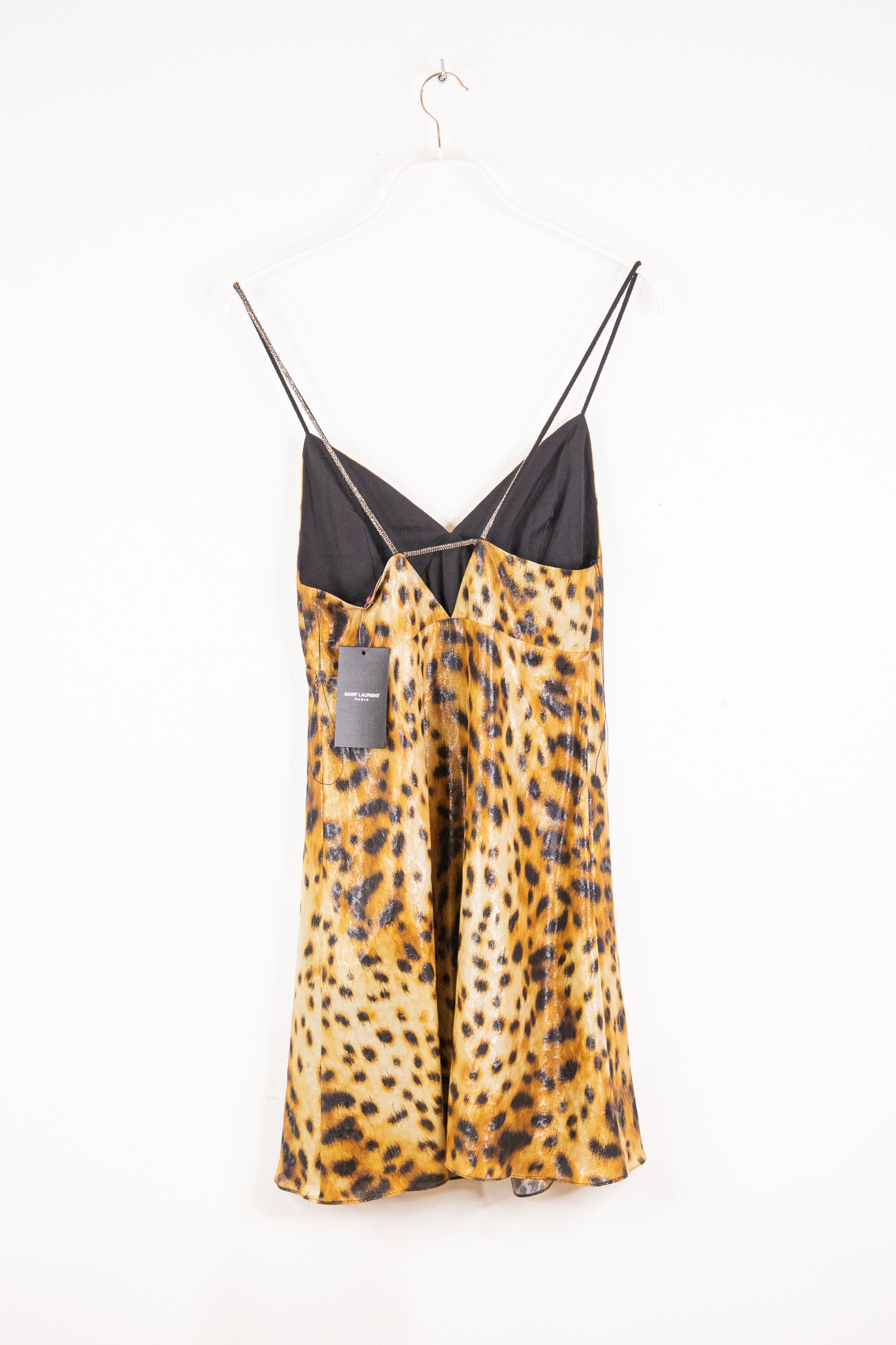Saint Laurent Minikleid mit Leomuster in Beige und Schwarz