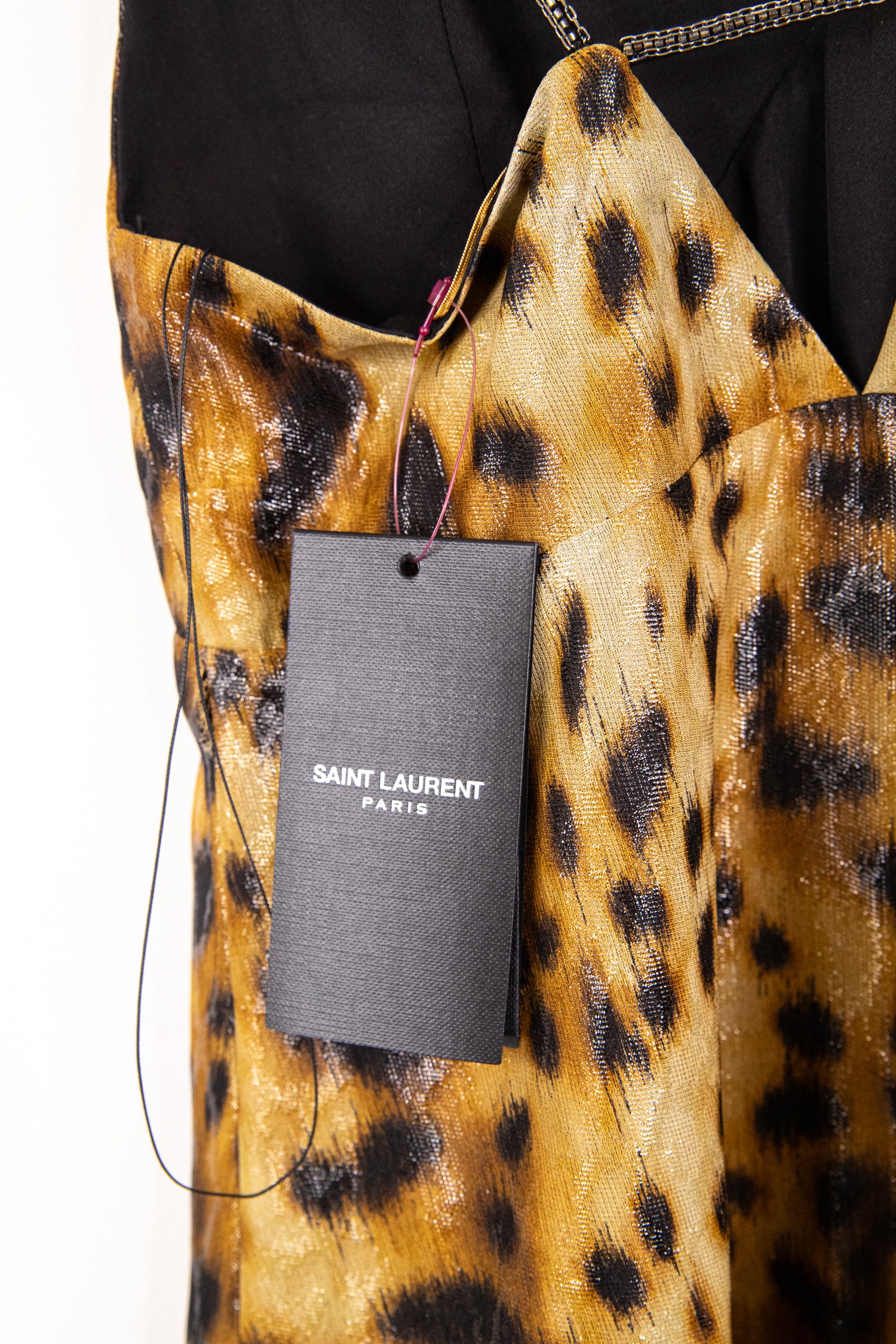 Saint Laurent Minikleid mit Leomuster in Beige und Schwarz