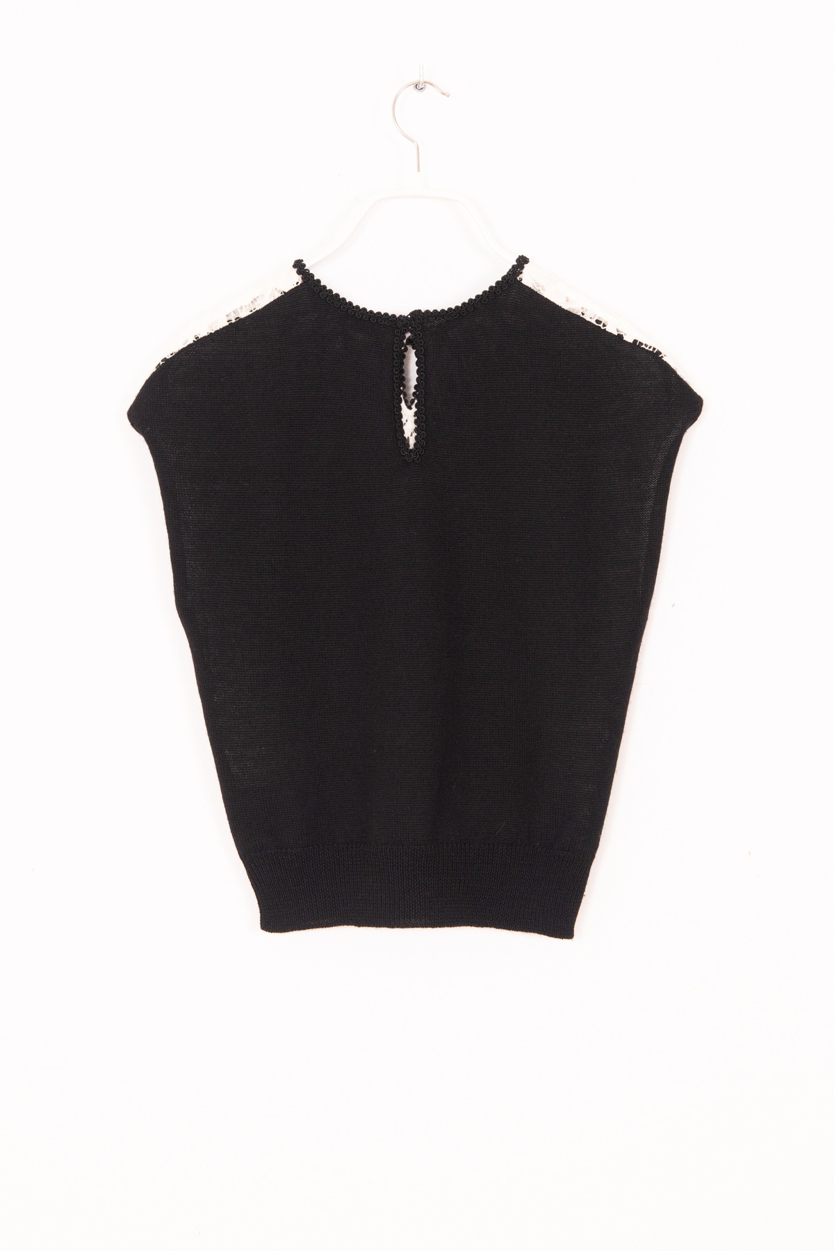 Saint Laurent Strickoberteil mit Spitze in Schwarz und Weiß
