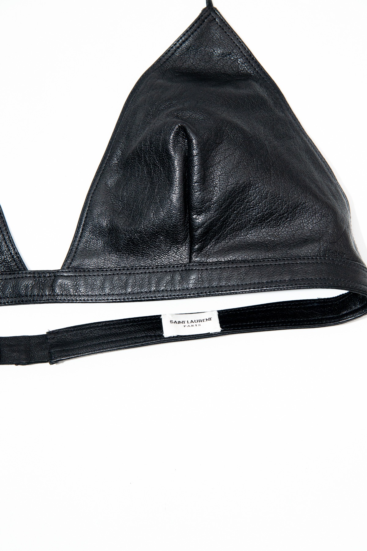 Saint Laurent Triangel-BH aus Leder in Schwarz