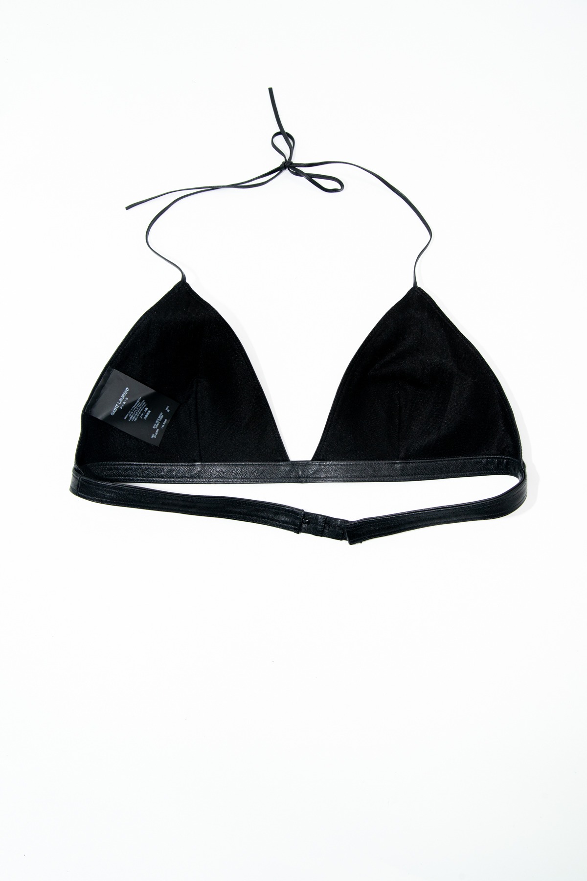 Saint Laurent Triangel-BH aus Leder in Schwarz