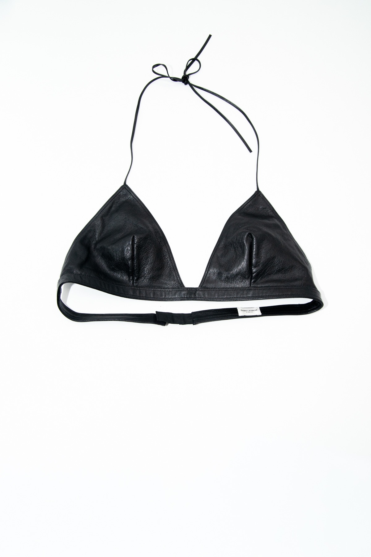 Saint Laurent Triangel-BH aus Leder in Schwarz