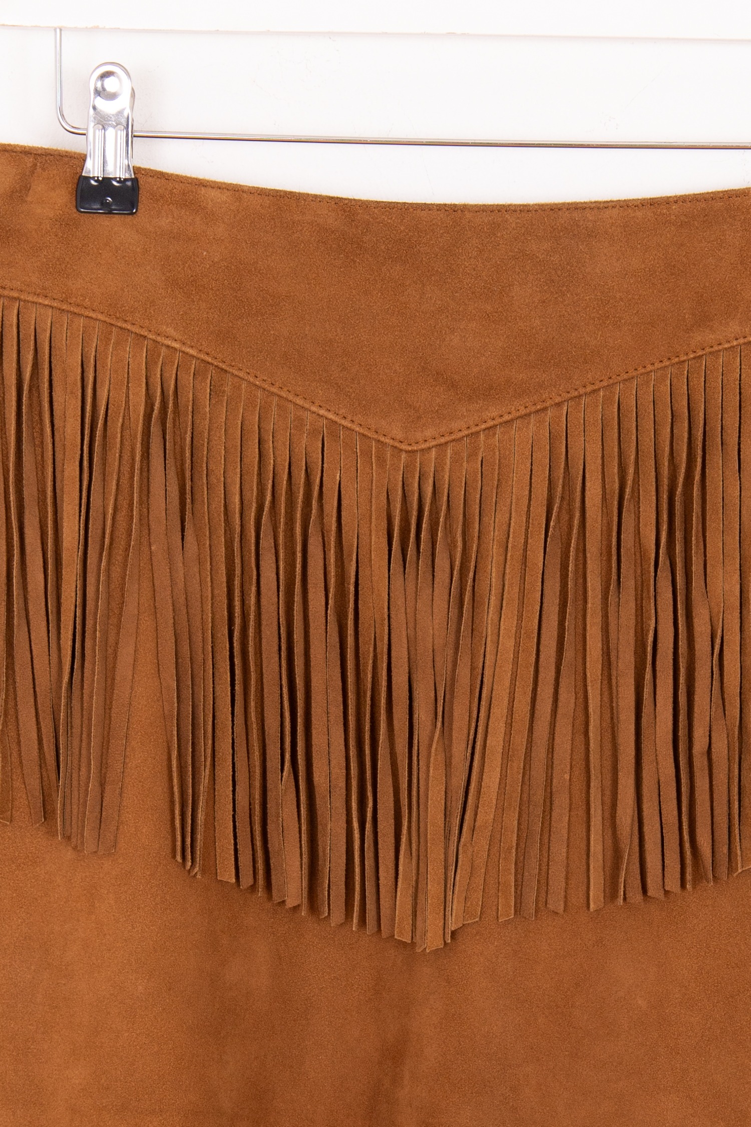 Saint Laurent Wildleder Minirock mit Fransen in Braun