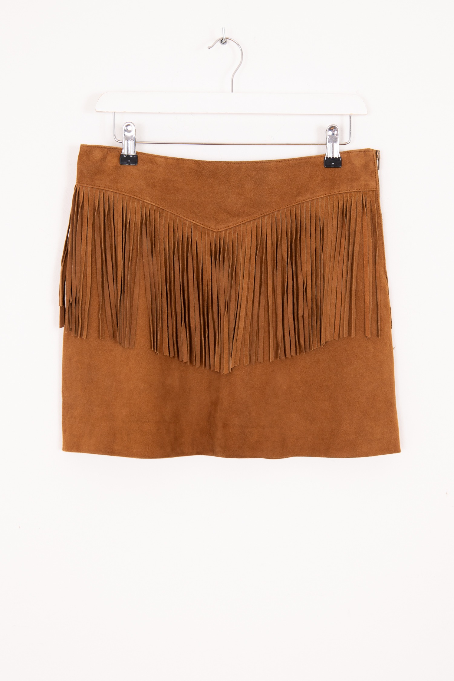 Saint Laurent Wildleder Minirock mit Fransen in Braun