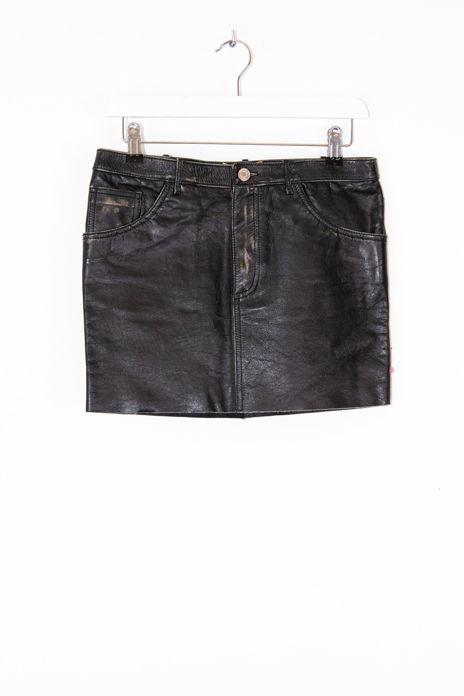 Saint Laurent Lederrock im Used-Look in Schwarz