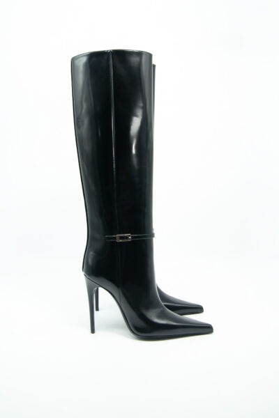 Saint Laurent "Vendome" Stiefel aus Lackleder in Schwarz
