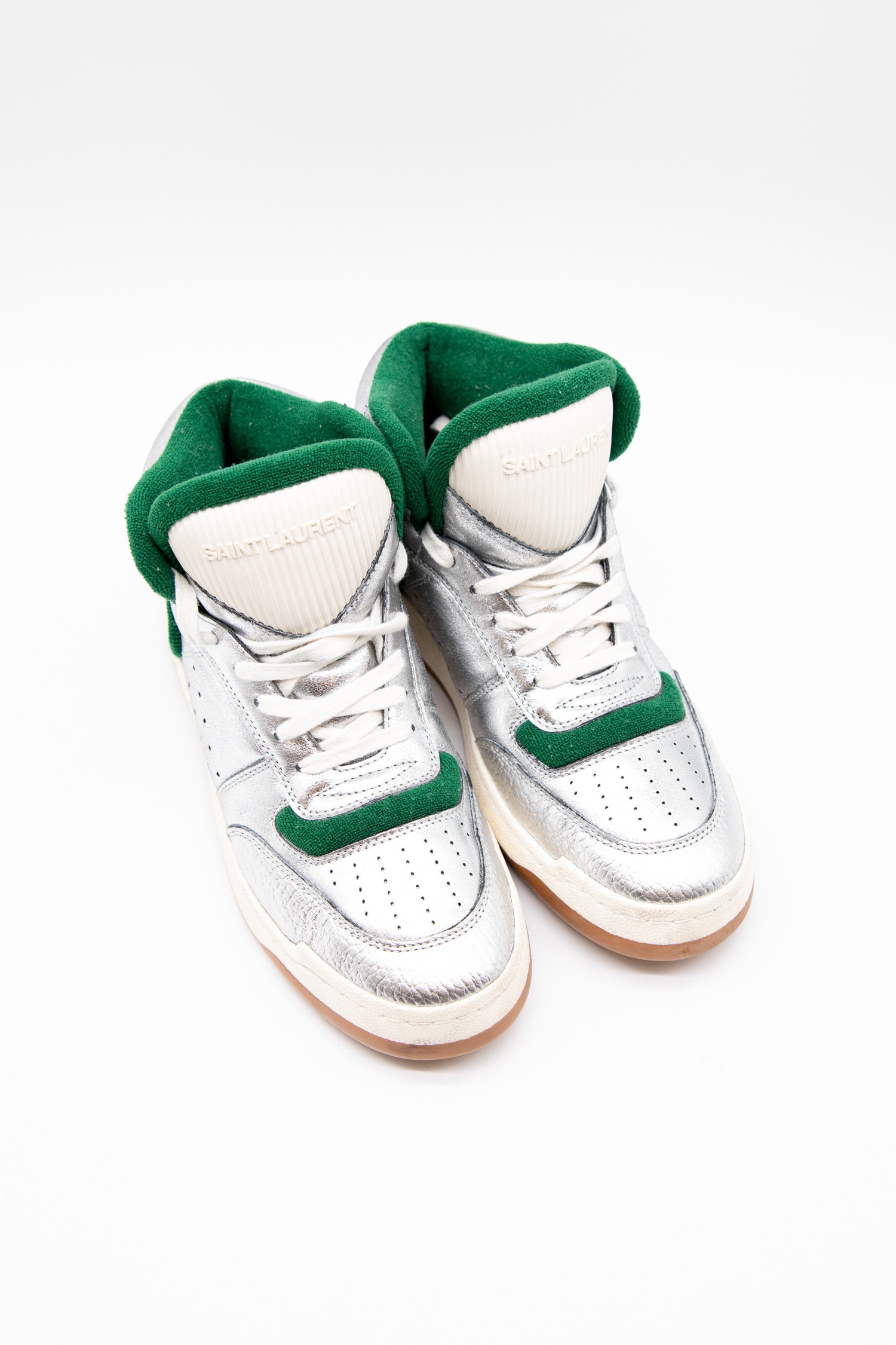 Saint Laurent "SL/80" Sneaker in Silber und Grün