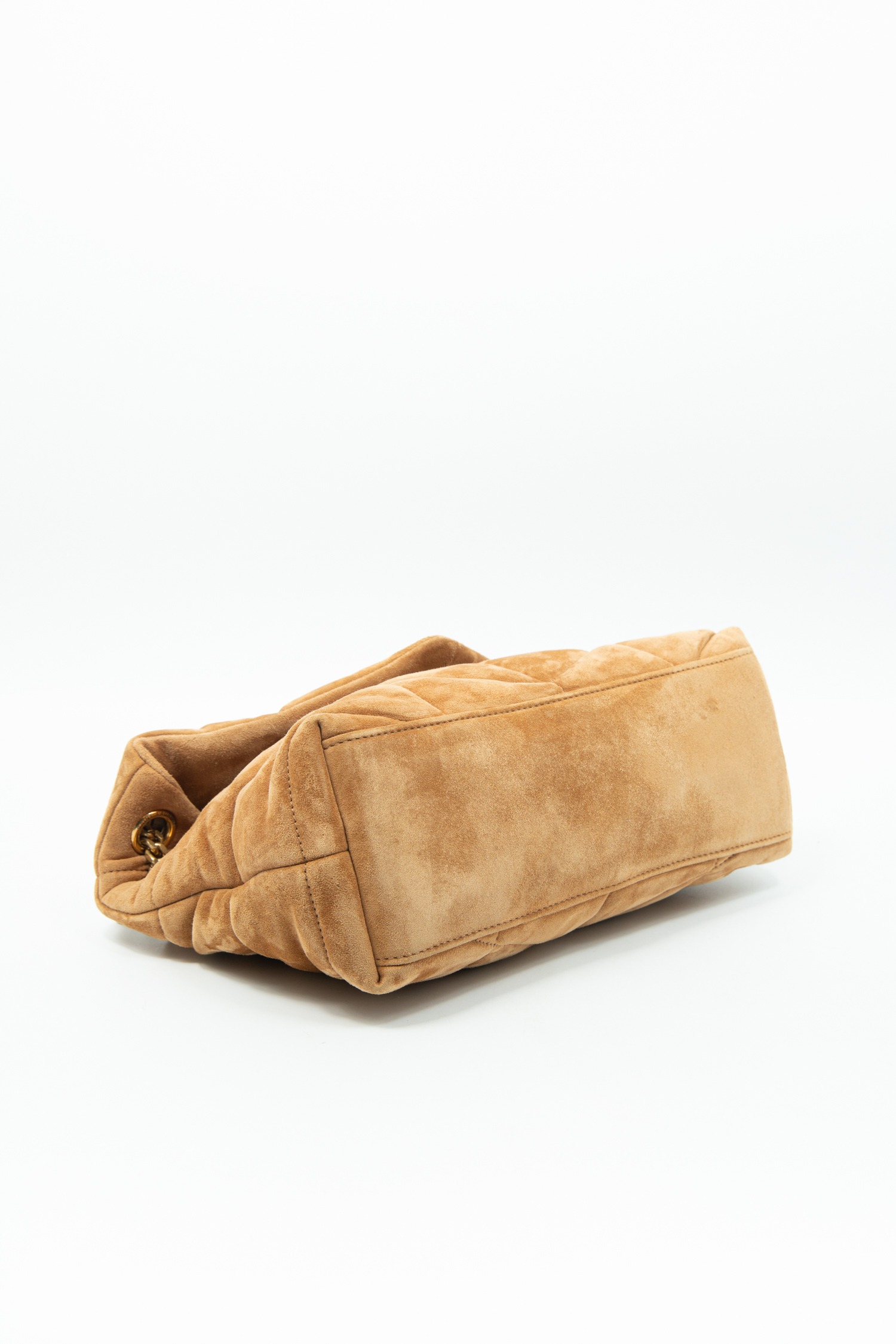 Saint Laurent "Loulou Small" Handtasche aus Velourleder in Cognac