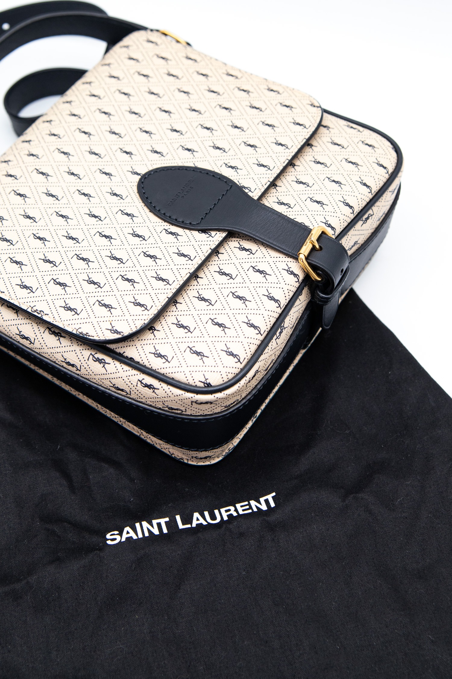 Saint Laurent "Le Monogramme" Tasche in Beige und Dunkelblau