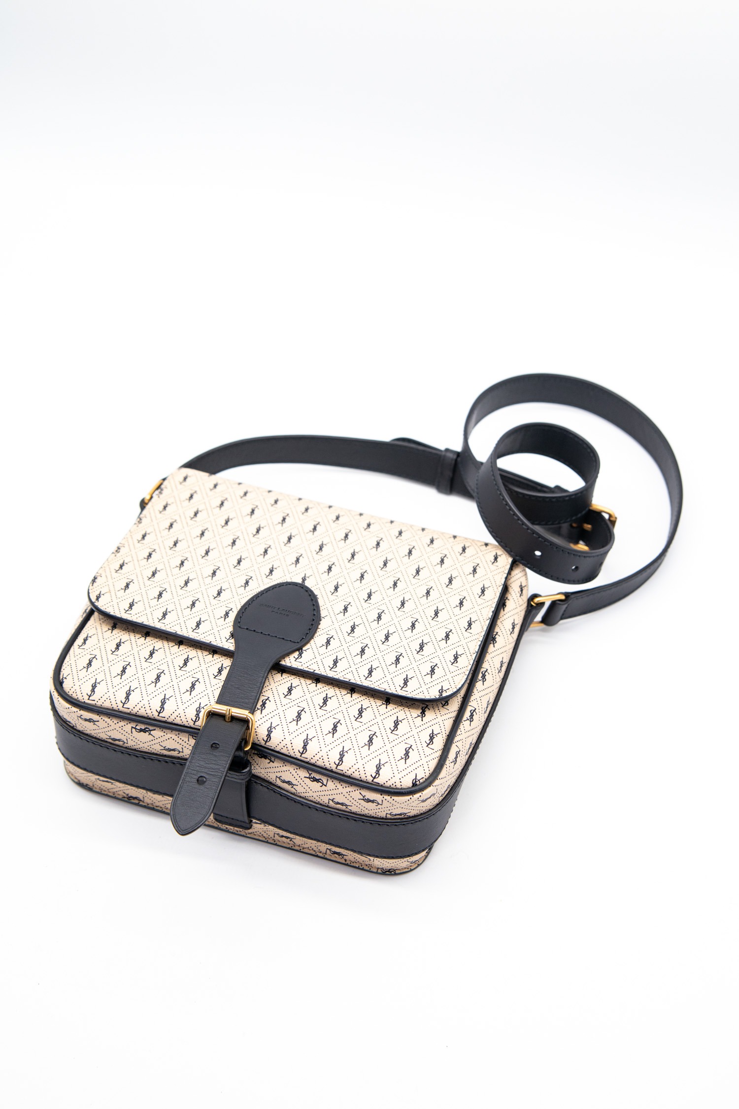 Saint Laurent "Le Monogramme" Tasche in Beige und Dunkelblau