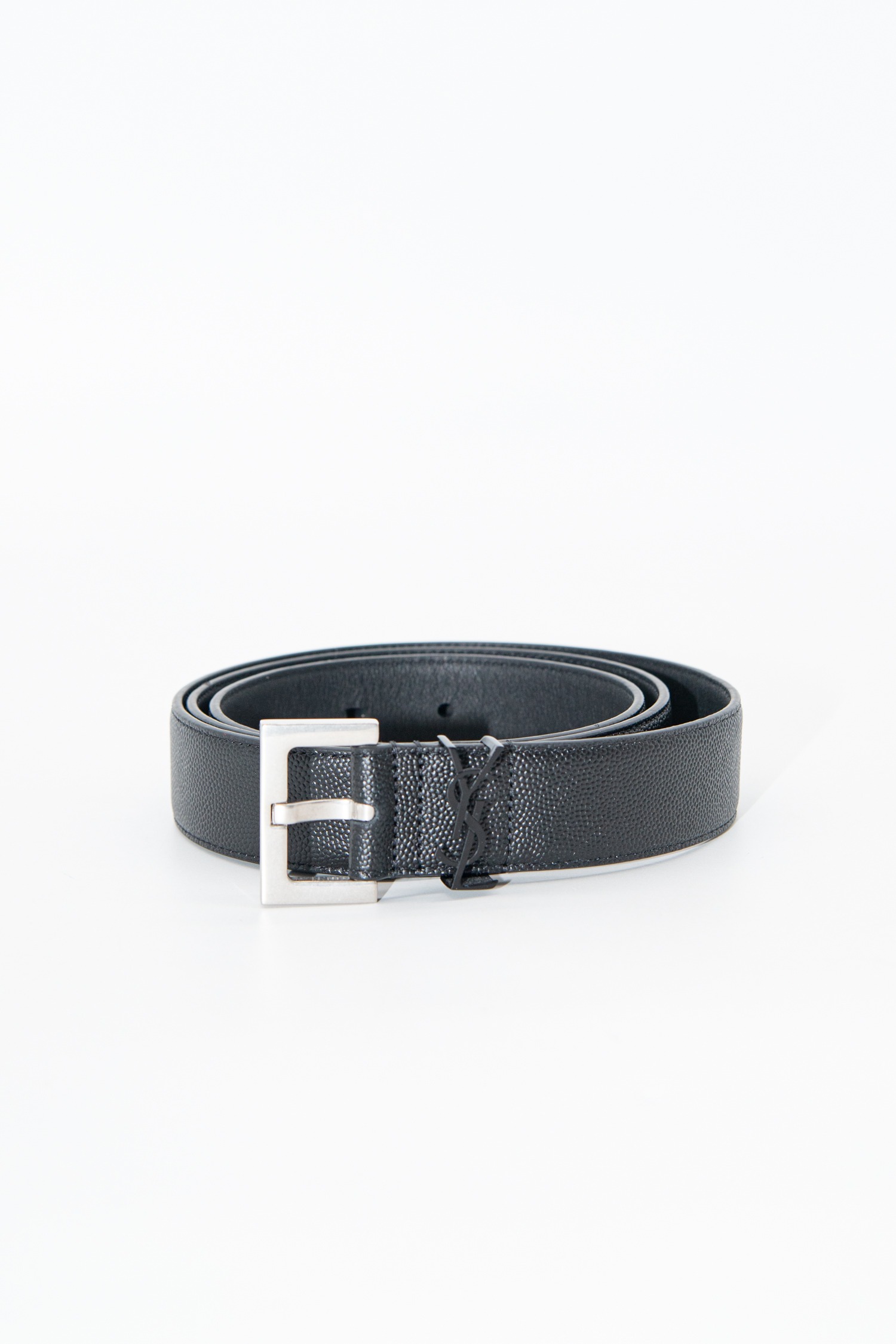 Saint Laurent Gürtel aus Leder in Schwarz und Silber