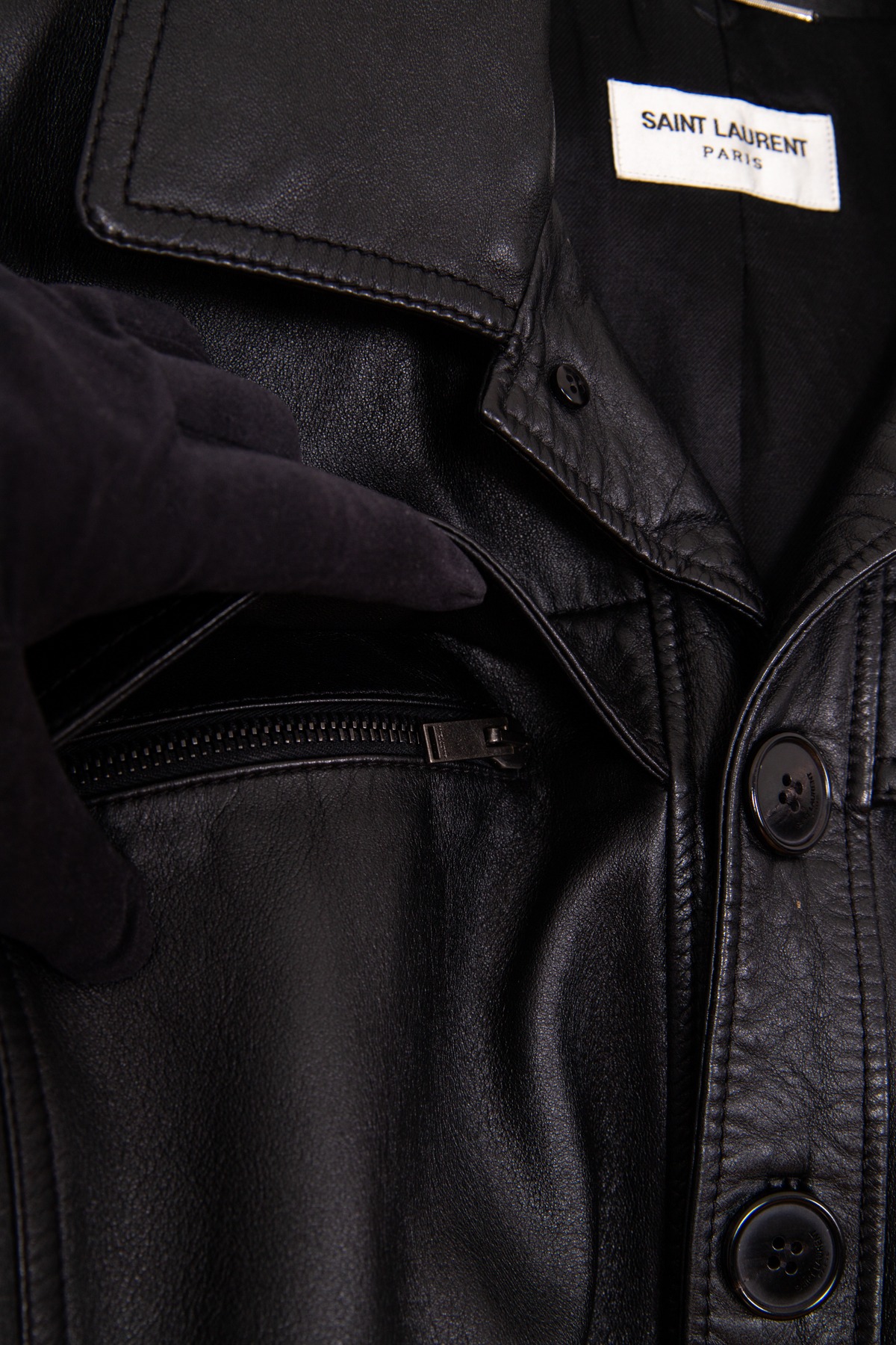 Saint Laurent Lederjacke in Schwarz