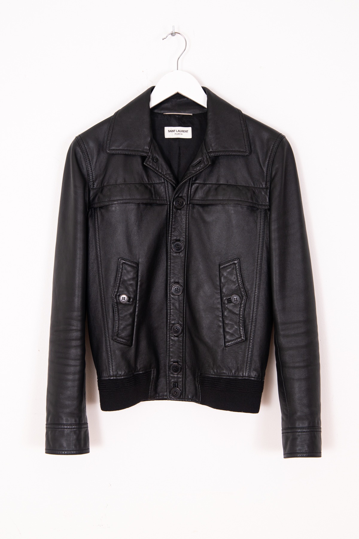 Saint Laurent Lederjacke in Schwarz