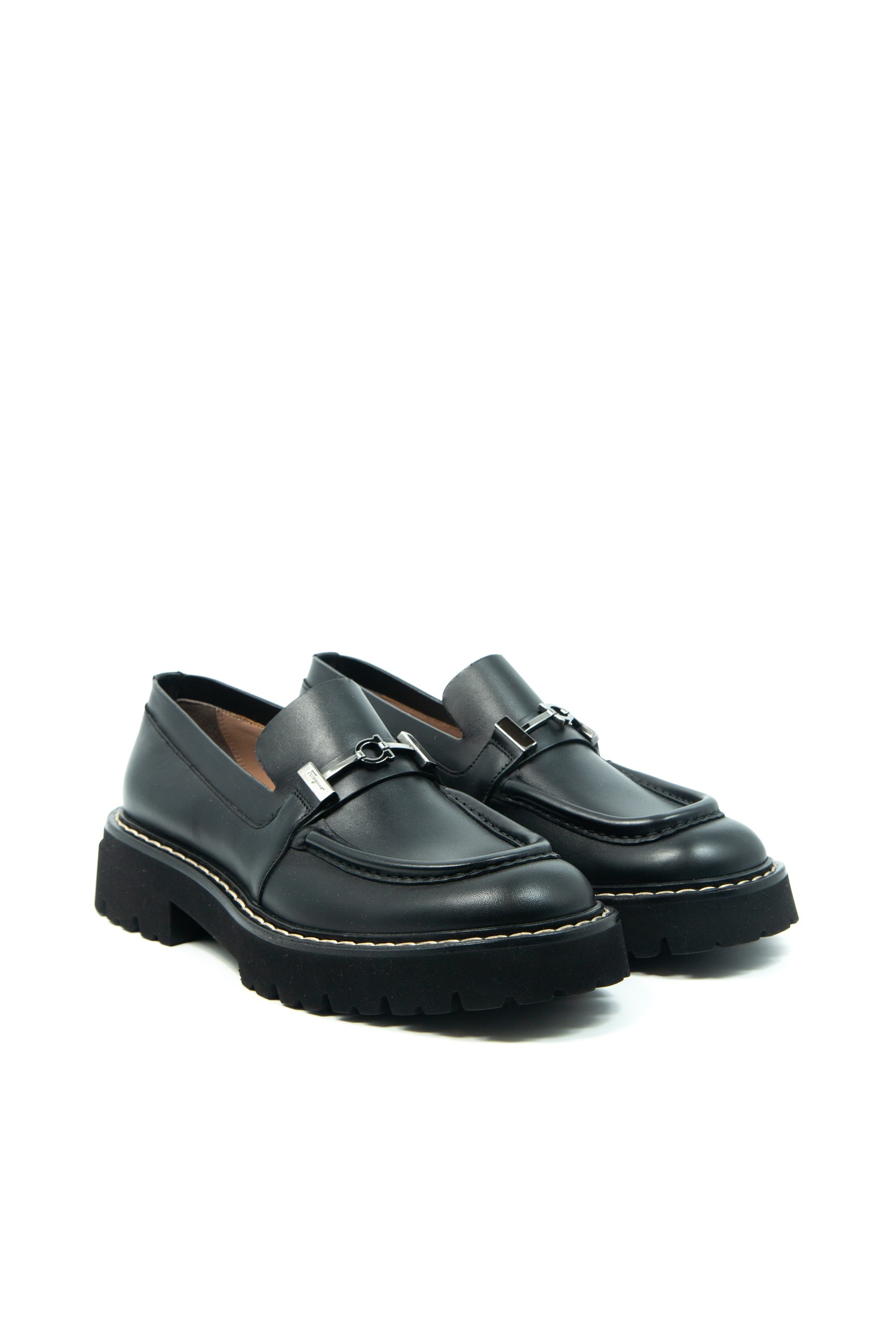 Salvatore Ferragamo "Ignazio" Loafer in Schwarz und Silber