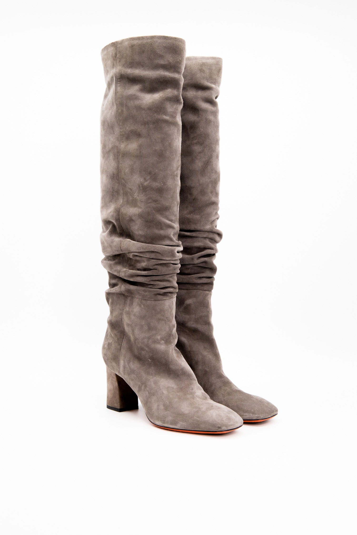 Santoni Veloursleder Stiefel in Grau