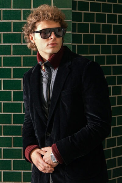 Dolce & Gabbana Kordsakko mit Stepp-Inlay in Schwarz und Bordeaux