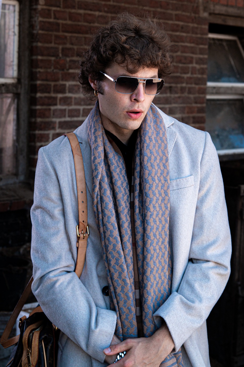 Lala Berlin Schal in Beige und Grau