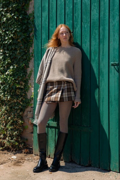 Miu Miu Minirock mit Karomuster in Braun, Beige und gold