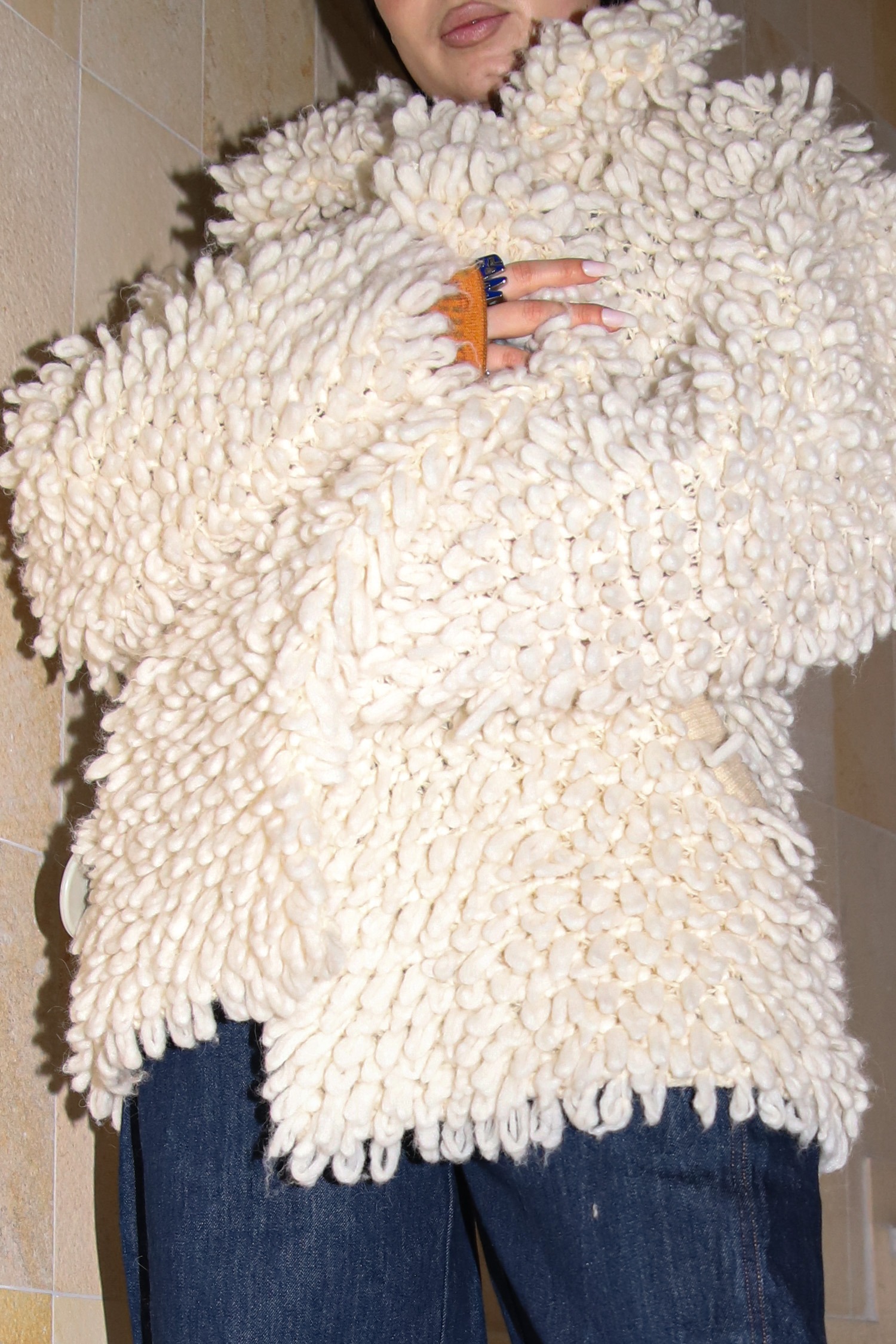 Sherpa Jacke in Ecru