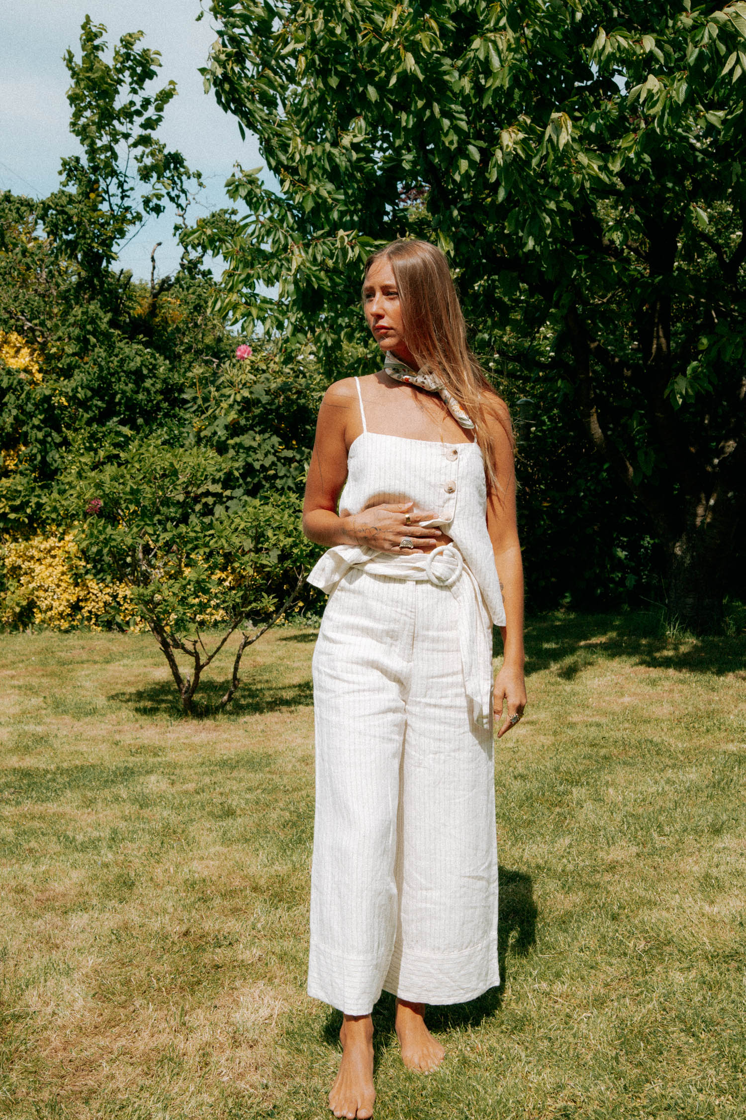 Shona Joy Set aus Top und Hose mit Streifen in Weiß