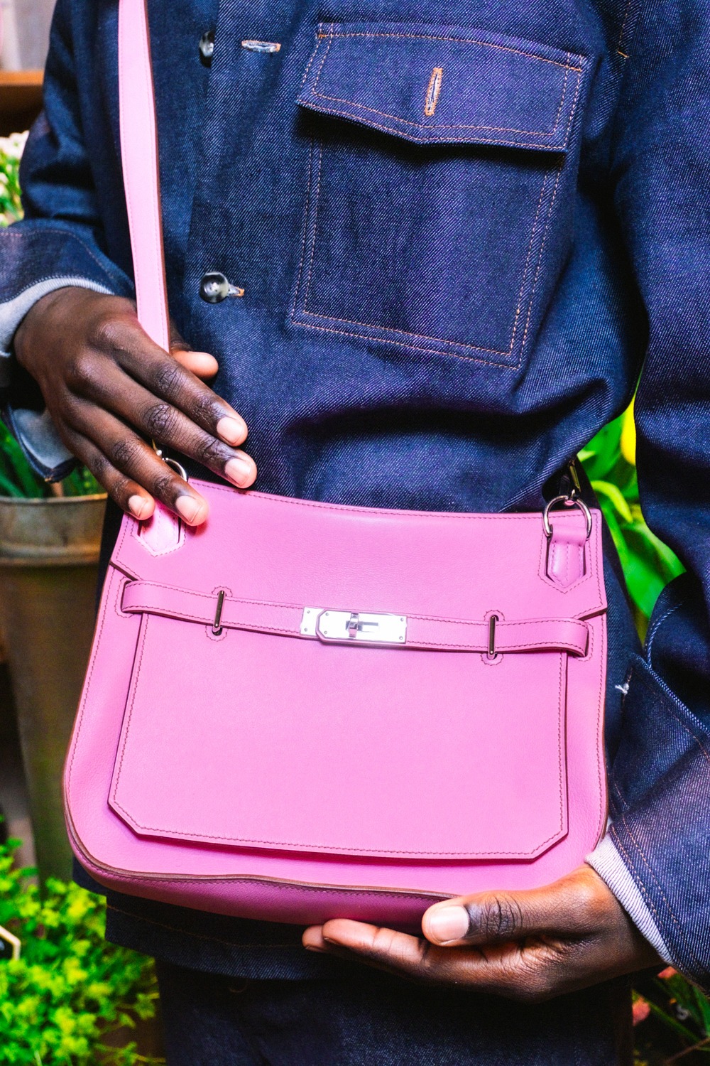 Hermès "Jypsière" Crossbody Tasche in Rosa und Silber