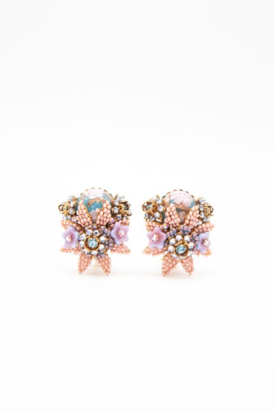 Stanley Hagler NYC Ohrclips mit Blumen in Rosa