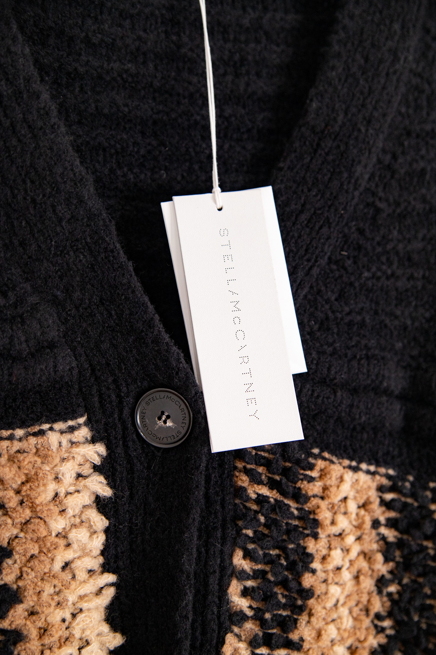 Stella McCartney Strickjacke mit Struktur in Schwarz und Hellbraun