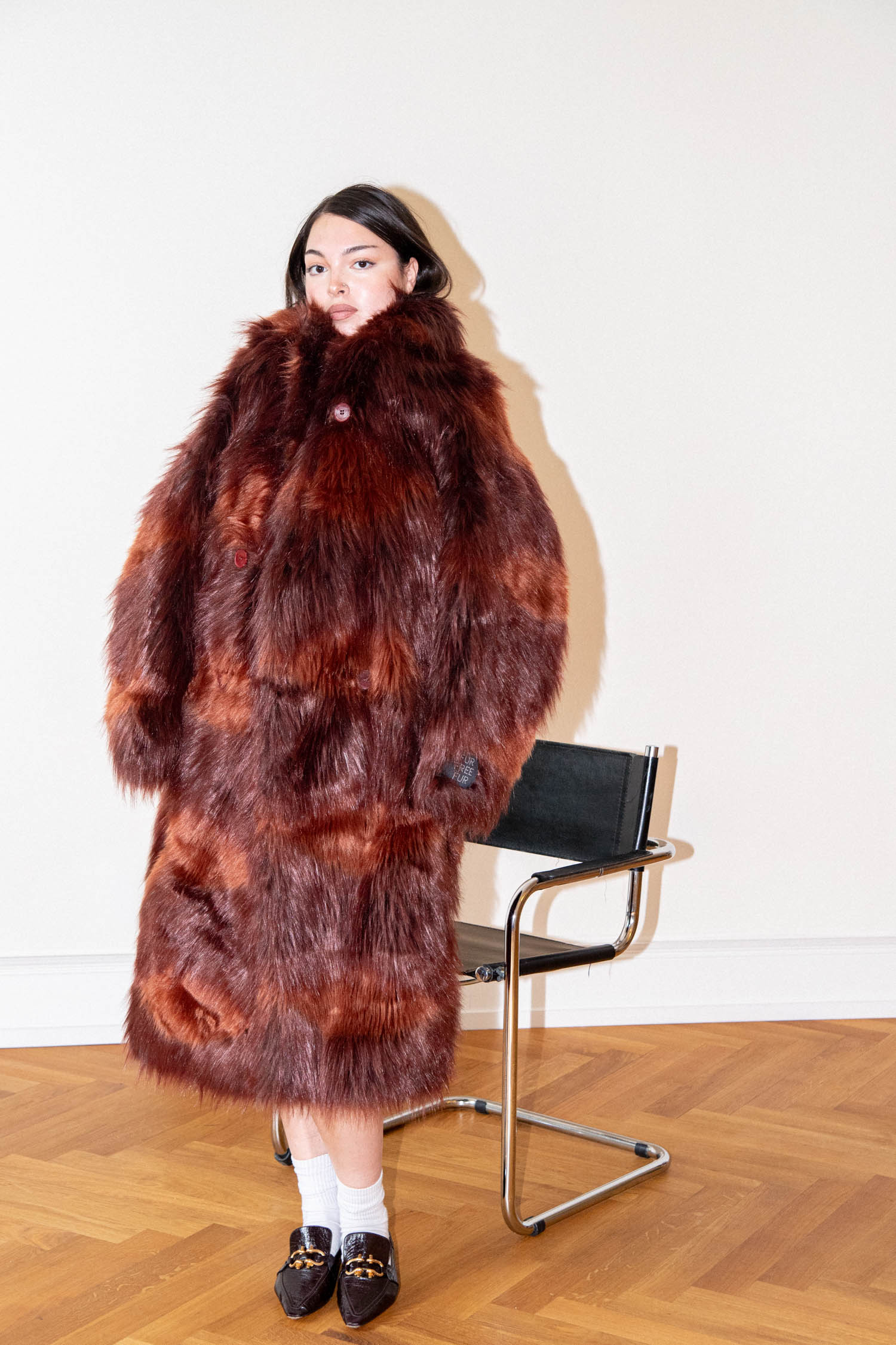 Stella McCartney Mantel aus Kunstfell in Rotbraun