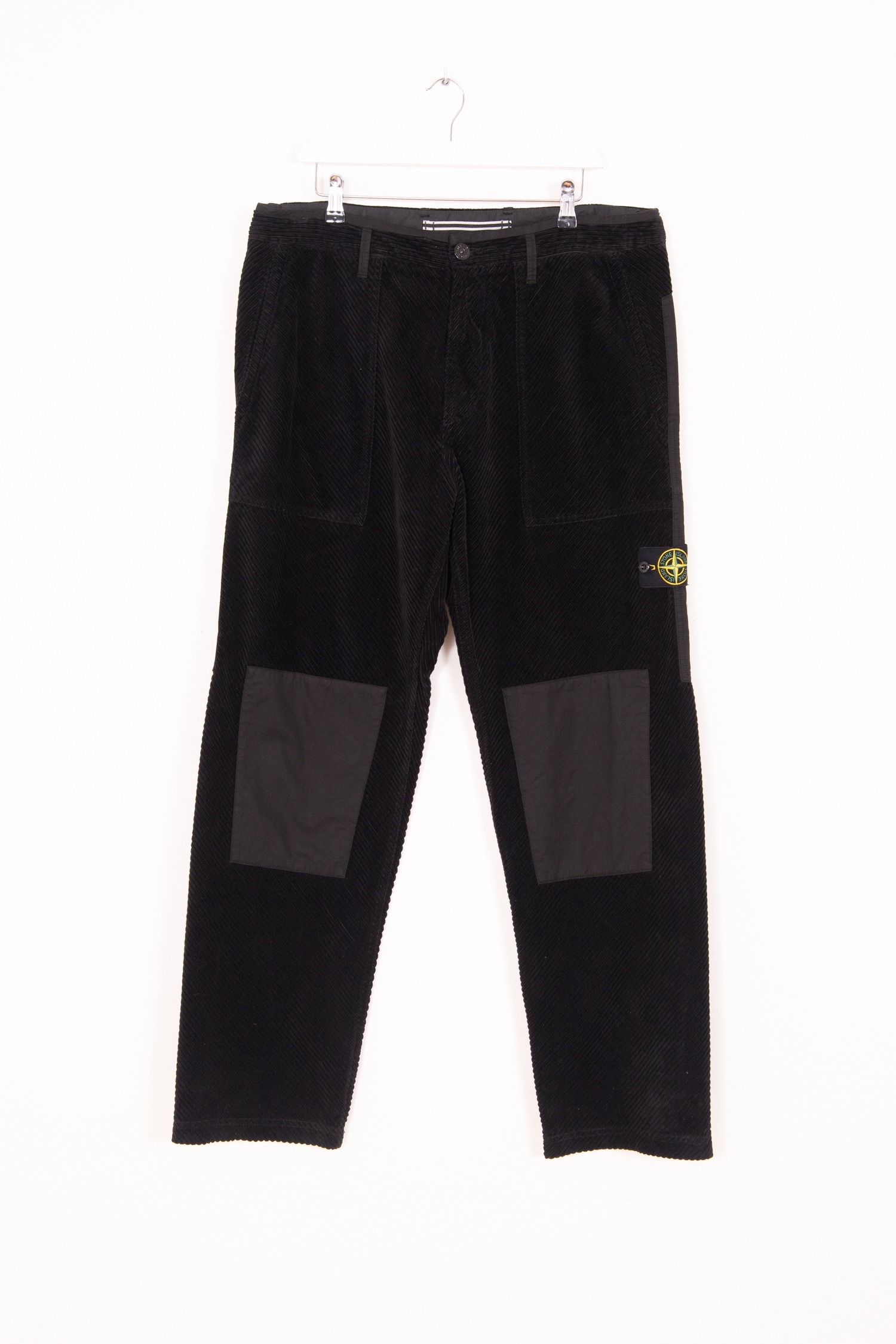 Stone Island Cordhose mit Kontrast-Panels in Schwarz