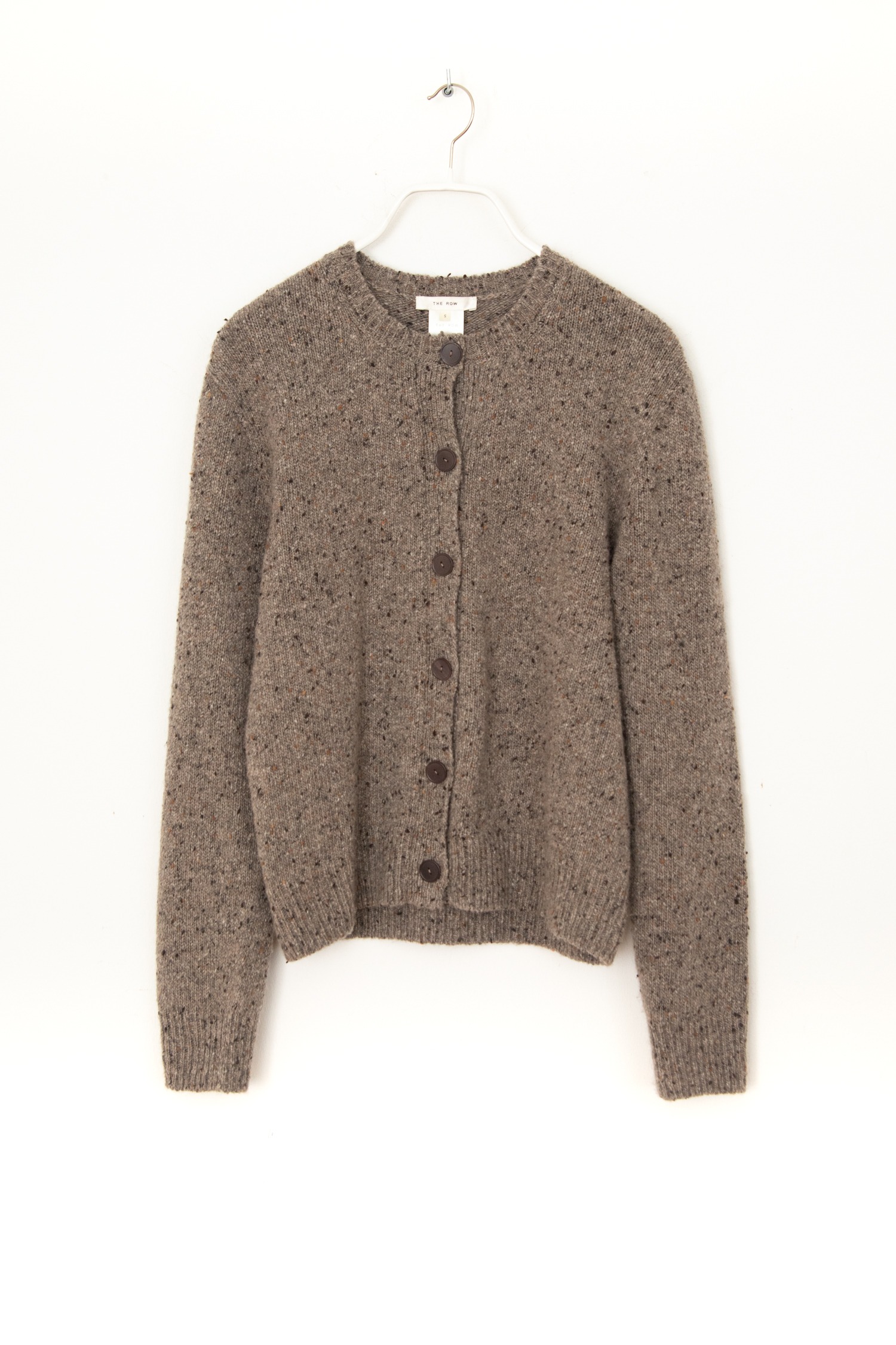 The Row Strickjacke mit Bouclé-Struktur in Graubraun Meliert