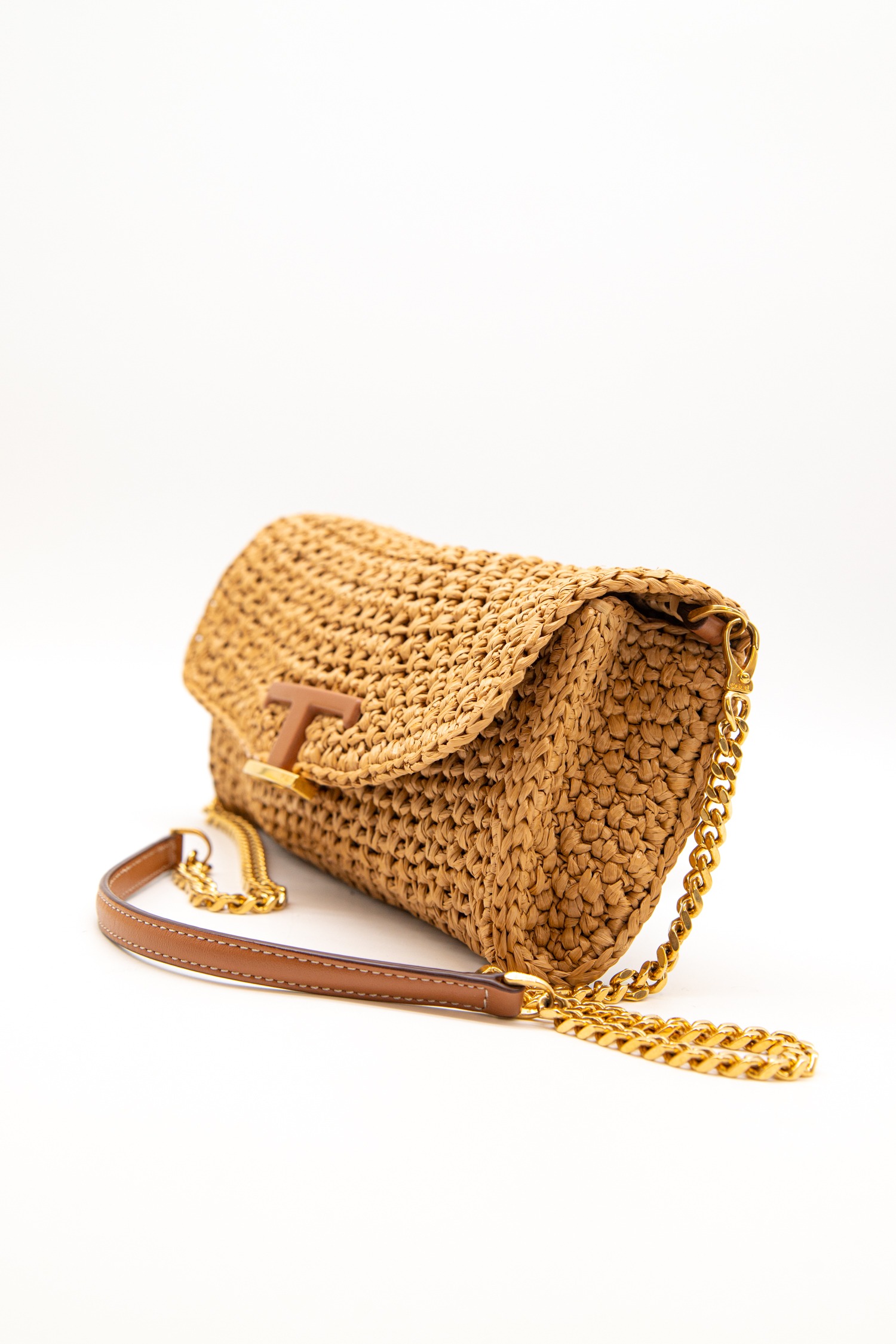 Tod's "Flap T Timeless" Rafia Micro Umhängetasche