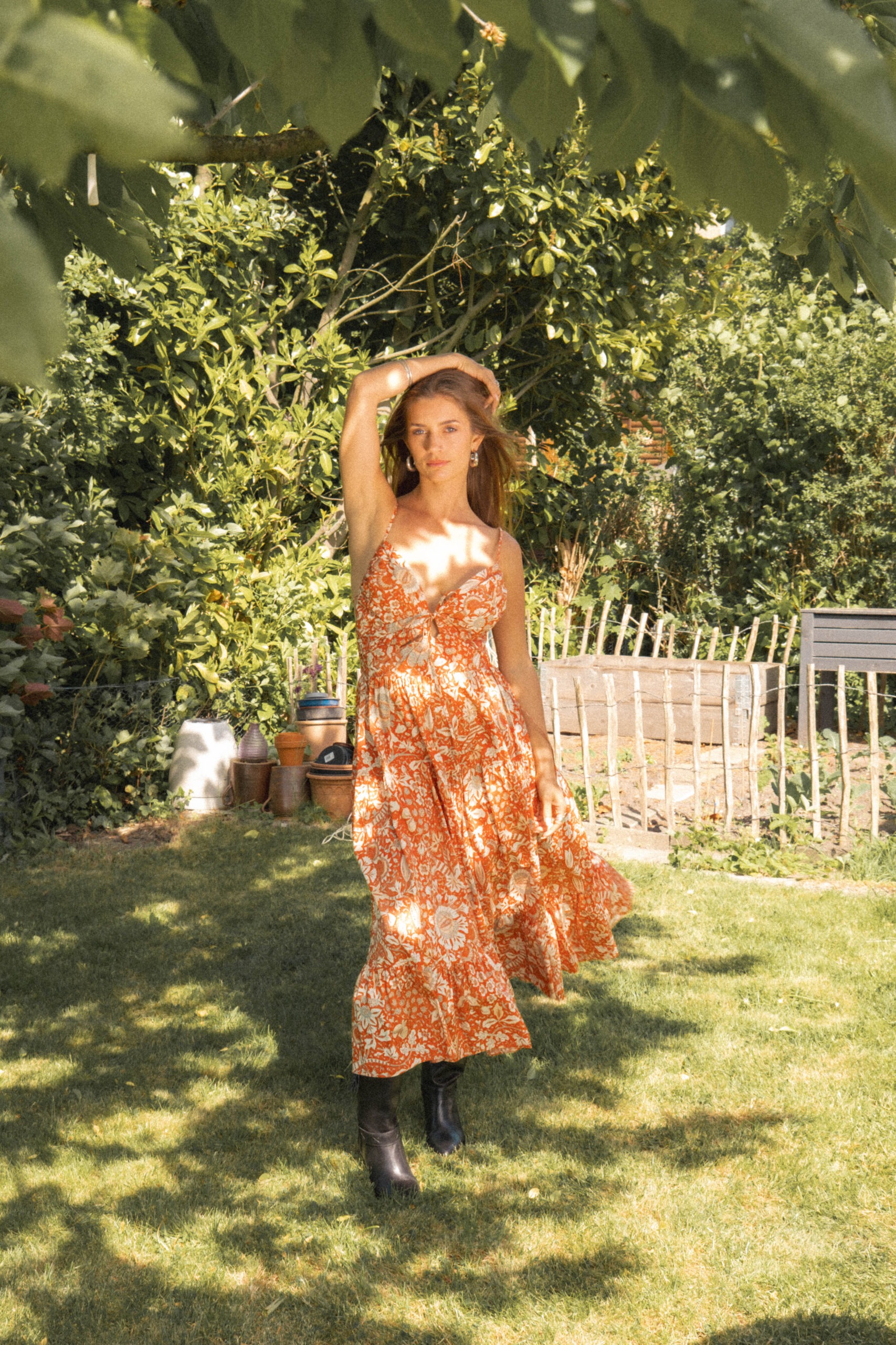 Ulla Johnson Midikleid mit floralem Muster in Rot