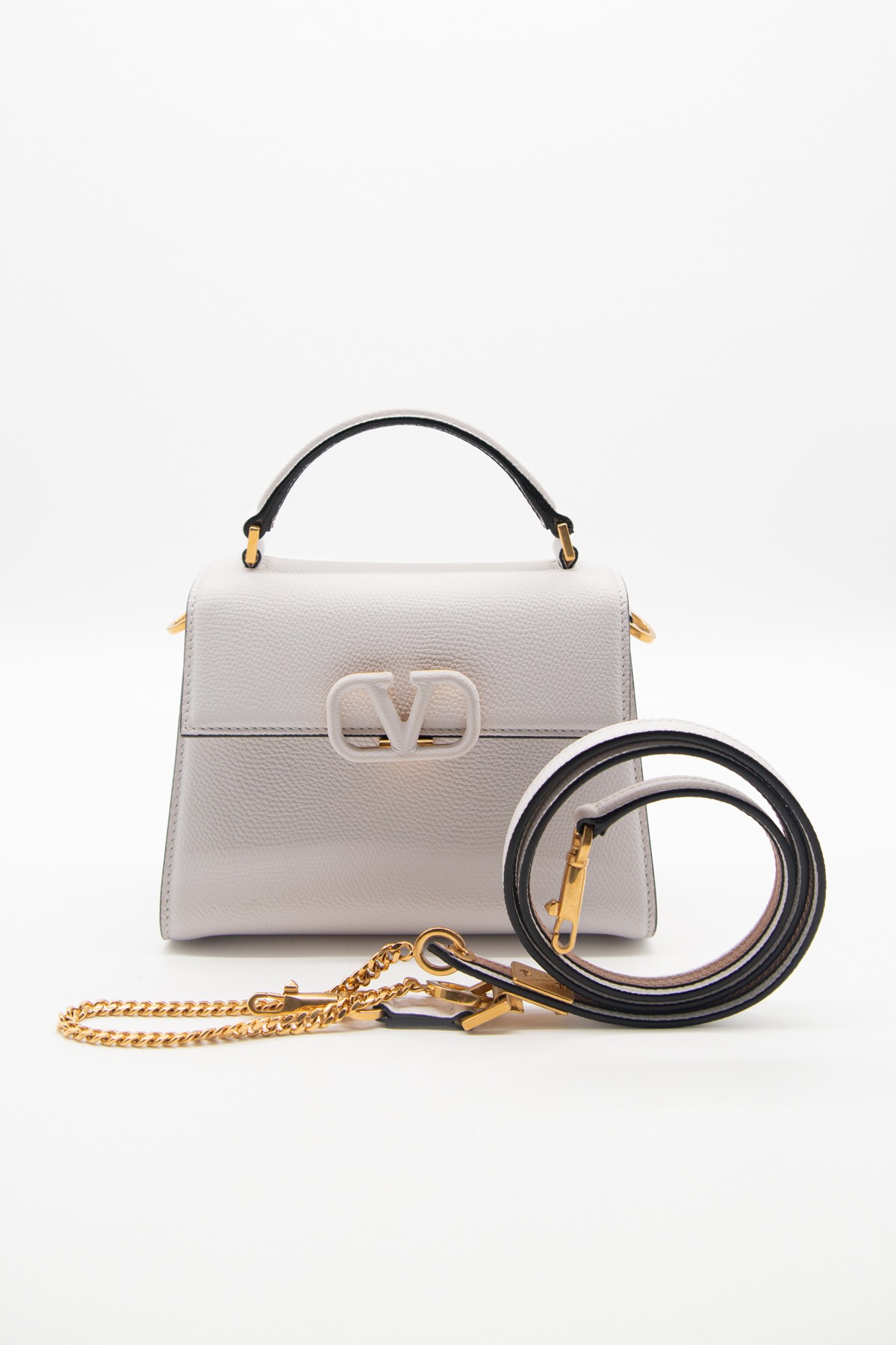 Valentino "VSLING" Mini Handtasche in Weiß und Gold