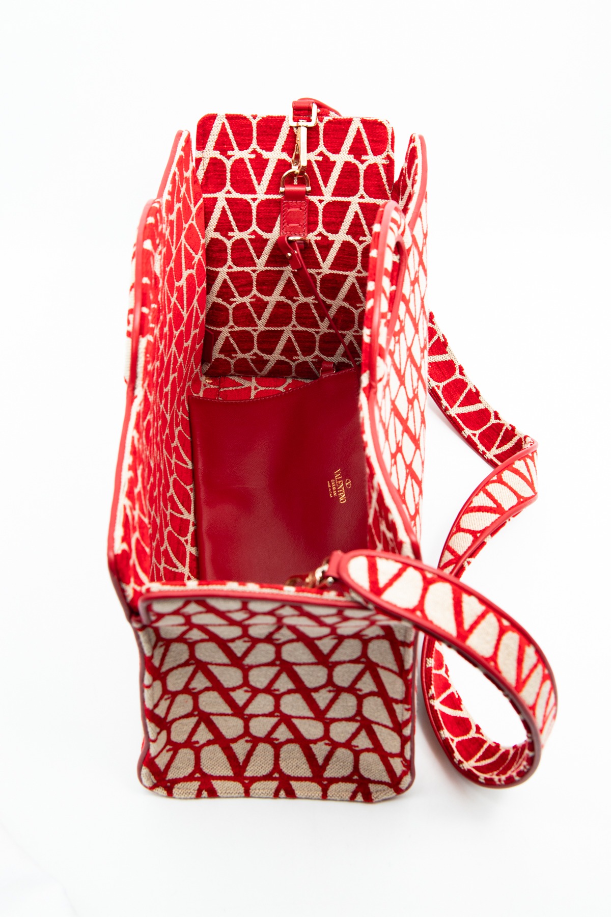 Valentino "Le Troisième Toile Iconographe" Shopper in Rot und Beige